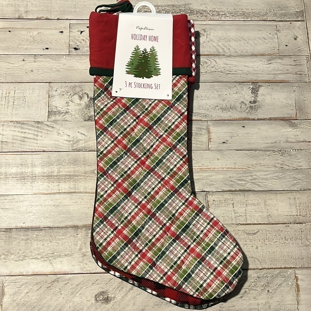 Magical Season Christmas Quilted Stocking Set - Different Patterns 3 Pack Set - Picture 2 of 9